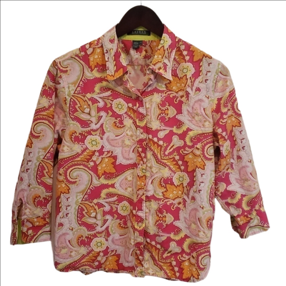 Lauren Ralph Lauren  Paisley vintage button front top